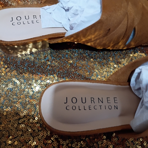 Journee Collection Tan Suede Mules - Picture 2 of 4